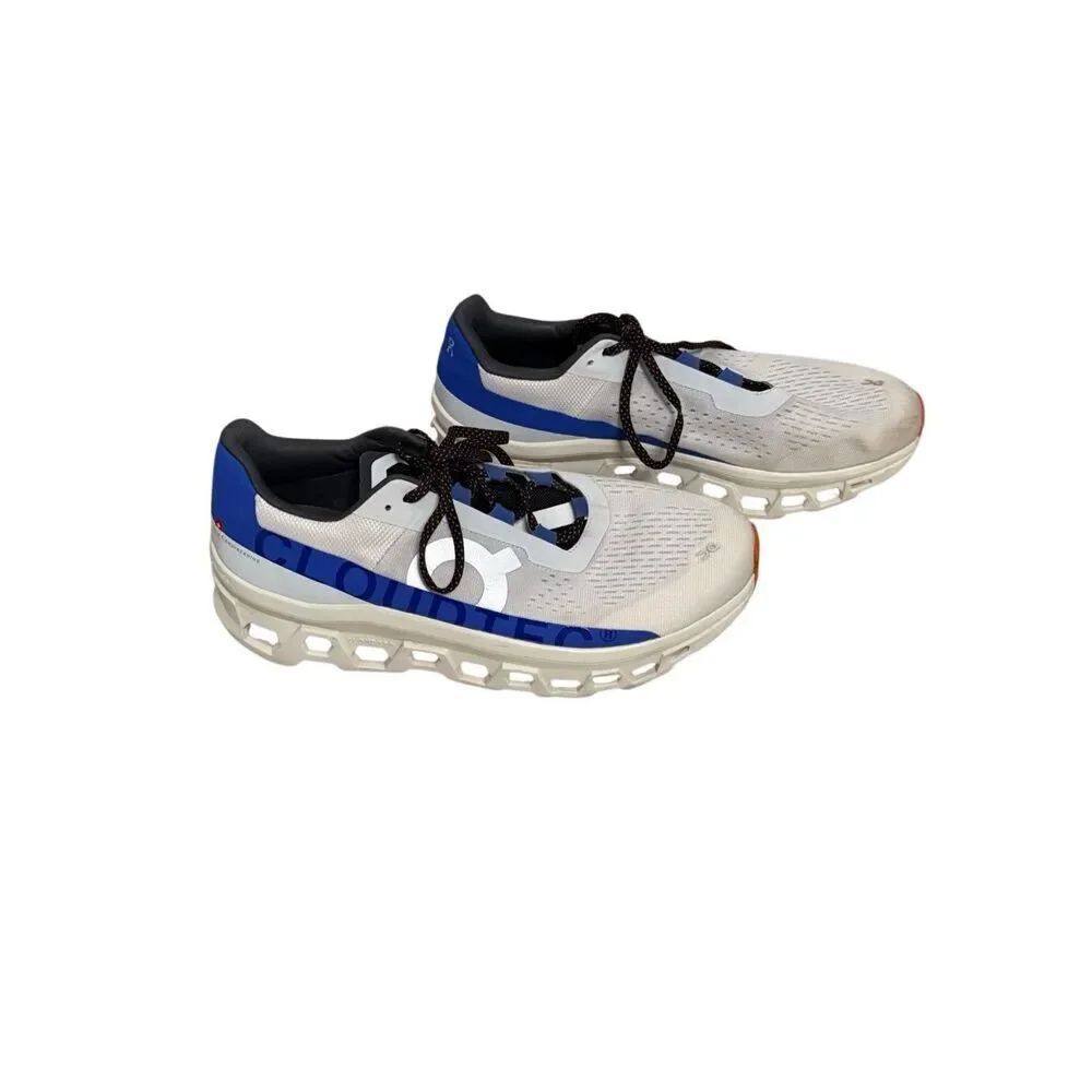 On CLOUDMONSTER Men's Size 12 White/Frost Blue Running Shoes